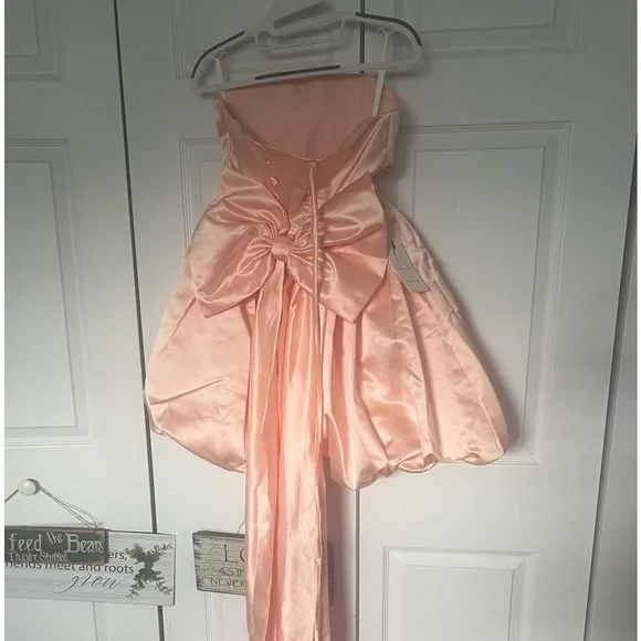 Elegant Pink Strapless Dress - Picture 7 of 11